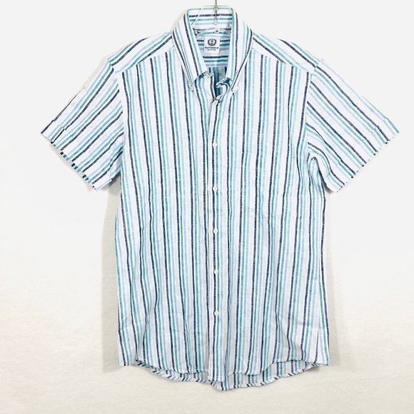 Rare Porto Cervo Yachting Short Sleeve Striped Button Down Shirt - M - NWT - Picture 1 of 5